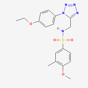 molecular formula C18H21N5O4S B2366234 N-((1-(4-ethoxyphenyl)-1H-tetrazol-5-yl)methyl)-4-methoxy-3-methylbenzenesulfonamide CAS No. 951482-69-2