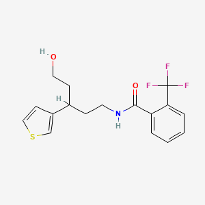 molecular formula C17H18F3NO2S B2366253 N-(5-hydroxy-3-(thiophen-3-yl)pentyl)-2-(trifluoromethyl)benzamide CAS No. 2034503-35-8
