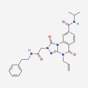 molecular formula C26H28N6O4 B2366256 4-allyl-N-isopropyl-1,5-dioxo-2-(2-oxo-2-(phenethylamino)ethyl)-1,2,4,5-tetrahydro-[1,2,4]triazolo[4,3-a]quinazoline-8-carboxamide CAS No. 1207043-57-9