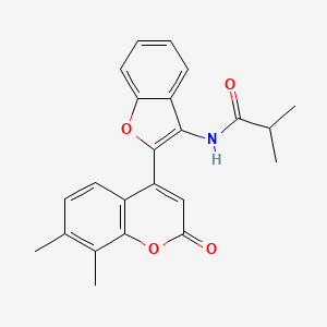 molecular formula C23H21NO4 B2366260 N-[2-(7,8-dimethyl-2-oxochromen-4-yl)-1-benzofuran-3-yl]-2-methylpropanamide CAS No. 904516-66-1