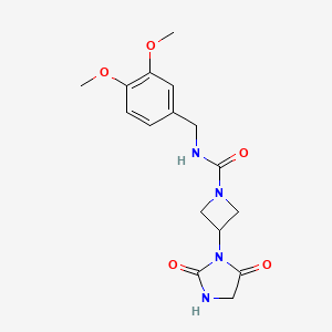 molecular formula C16H20N4O5 B2366331 N-[(3,4-dimethoxyphenyl)methyl]-3-(2,5-dioxoimidazolidin-1-yl)azetidine-1-carboxamide CAS No. 2320504-79-6