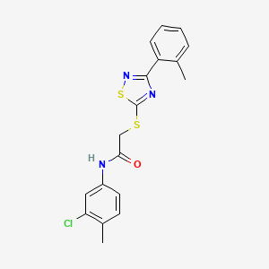molecular formula C18H16ClN3OS2 B2366338 N-(3-chloro-4-methylphenyl)-2-((3-(o-tolyl)-1,2,4-thiadiazol-5-yl)thio)acetamide CAS No. 864918-58-1