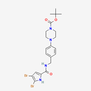 molecular formula C21H26Br2N4O3 B2366366 tert-butyl 4-[4-({[(4,5-dibromo-1H-pyrrol-2-yl)carbonyl]amino}methyl)phenyl]tetrahydro-1(2H)-pyrazinecarboxylate CAS No. 860648-73-3