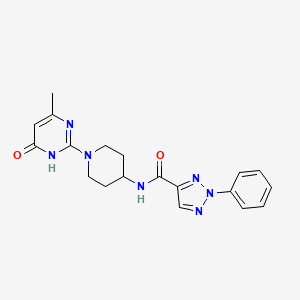 molecular formula C19H21N7O2 B2366375 N-(1-(4-methyl-6-oxo-1,6-dihydropyrimidin-2-yl)piperidin-4-yl)-2-phenyl-2H-1,2,3-triazole-4-carboxamide CAS No. 1903167-79-2