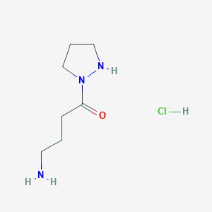 molecular formula C7H16ClN3O B2366402 4-Amino-1-pyrazolidin-1-ylbutan-1-one;hydrochloride CAS No. 1878530-94-9