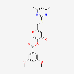 6-(((4,6-dimethylpyrimidin-2-yl)thio)methyl)-4-oxo-4H-pyran-3-yl 3,5-dimethoxybenzoate