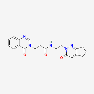 N-(2-(3-oxo-3,5,6,7-tetrahydro-2H-cyclopenta[c]pyridazin-2-yl)ethyl)-3-(4-oxoquinazolin-3(4H)-yl)propanamide