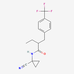 molecular formula C16H17F3N2O B2366431 N-(1-Cyanocyclopropyl)-2-[[4-(trifluoromethyl)phenyl]methyl]butanamide CAS No. 1825349-25-4