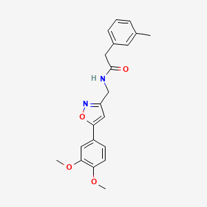 molecular formula C21H22N2O4 B2366434 N-((5-(3,4-dimethoxyphenyl)isoxazol-3-yl)methyl)-2-(m-tolyl)acetamide CAS No. 953233-41-5