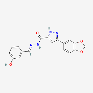 (E)-3-(benzo[d][1,3]dioxol-5-yl)-N'-(3-hydroxybenzylidene)-1H-pyrazole-5-carbohydrazide