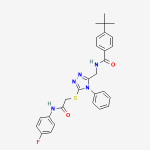 4-tert-butyl-N-[[5-[2-(4-fluoroanilino)-2-oxoethyl]sulfanyl-4-phenyl-1,2,4-triazol-3-yl]methyl]benzamide