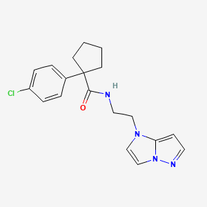 molecular formula C19H21ClN4O B2366485 N-(2-(1H-imidazo[1,2-b]pyrazol-1-yl)ethyl)-1-(4-chlorophenyl)cyclopentanecarboxamide CAS No. 1795489-43-8