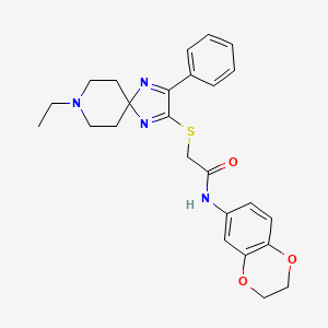 N-(2,3-dihydrobenzo[b][1,4]dioxin-6-yl)-2-((8-ethyl-3-phenyl-1,4,8-triazaspiro[4.5]deca-1,3-dien-2-yl)thio)acetamide