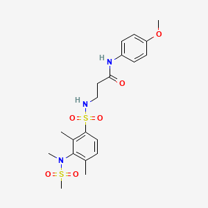 molecular formula C20H27N3O6S2 B2366491 3-(2,4-dimethyl-3-(N-methylmethylsulfonamido)phenylsulfonamido)-N-(4-methoxyphenyl)propanamide CAS No. 881936-87-4