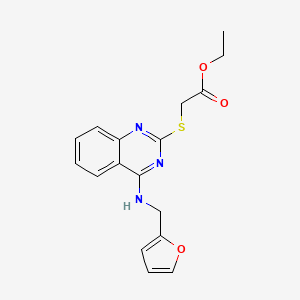 molecular formula C17H17N3O3S B2366496 Ethyl ({4-[(2-furylmethyl)amino]quinazolin-2-yl}thio)acetate CAS No. 688354-93-0