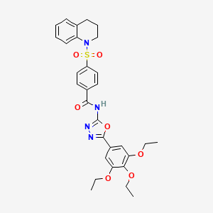 molecular formula C30H32N4O7S B2366497 4-((3,4-dihydroquinolin-1(2H)-yl)sulfonyl)-N-(5-(3,4,5-triethoxyphenyl)-1,3,4-oxadiazol-2-yl)benzamide CAS No. 533871-75-9