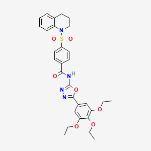4-((3,4-dihydroquinolin-1(2H)-yl)sulfonyl)-N-(5-(3,4,5-triethoxyphenyl)-1,3,4-oxadiazol-2-yl)benzamide