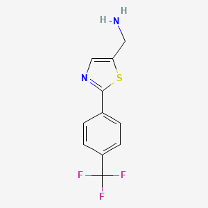 molecular formula C11H9F3N2S B2366502 {2-[4-(Trifluoromethyl)phenyl]-1,3-thiazol-5-yl}methanamine CAS No. 1206974-49-3