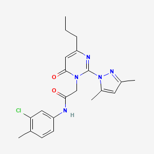 molecular formula C21H24ClN5O2 B2366506 N-(3-chloro-4-methylphenyl)-2-(2-(3,5-dimethyl-1H-pyrazol-1-yl)-6-oxo-4-propylpyrimidin-1(6H)-yl)acetamide CAS No. 1002044-33-8