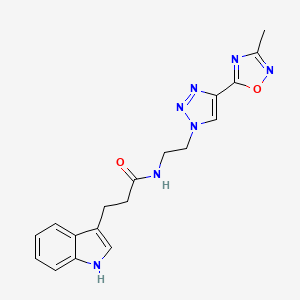 3-(1H-indol-3-yl)-N-(2-(4-(3-methyl-1,2,4-oxadiazol-5-yl)-1H-1,2,3-triazol-1-yl)ethyl)propanamide