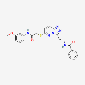 molecular formula C23H22N6O3S B2366517 N-(2-(6-((2-((3-methoxyphenyl)amino)-2-oxoethyl)thio)-[1,2,4]triazolo[4,3-b]pyridazin-3-yl)ethyl)benzamide CAS No. 872993-96-9