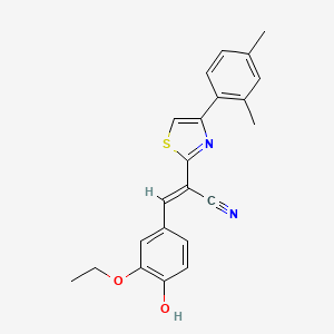 (E)-2-(4-(2,4-dimethylphenyl)thiazol-2-yl)-3-(3-ethoxy-4-hydroxyphenyl)acrylonitrile