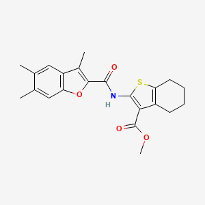 molecular formula C22H23NO4S B2366535 Methyl 2-(3,5,6-trimethylbenzofuran-2-carboxamido)-4,5,6,7-tetrahydrobenzo[b]thiophene-3-carboxylate CAS No. 622349-56-8
