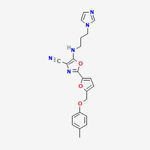 5-((3-(1H-imidazol-1-yl)propyl)amino)-2-(5-((p-tolyloxy)methyl)furan-2-yl)oxazole-4-carbonitrile