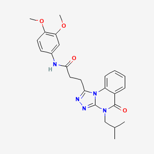 molecular formula C24H27N5O4 B2366554 N-(3,4-dimethoxyphenyl)-3-[4-(2-methylpropyl)-5-oxo-4H,5H-[1,2,4]triazolo[4,3-a]quinazolin-1-yl]propanamide CAS No. 902972-31-0