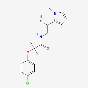 molecular formula C17H21ClN2O3 B2366588 2-(4-chlorophenoxy)-N-(2-hydroxy-2-(1-methyl-1H-pyrrol-2-yl)ethyl)-2-methylpropanamide CAS No. 1396871-70-7