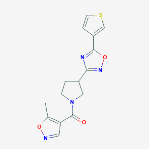 molecular formula C15H14N4O3S B2366592 (5-Methylisoxazol-4-yl)(3-(5-(thiophen-3-yl)-1,2,4-oxadiazol-3-yl)pyrrolidin-1-yl)methanone CAS No. 2034321-22-5