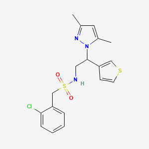 molecular formula C18H20ClN3O2S2 B2366593 1-(2-氯苯基)-N-(2-(3,5-二甲基-1H-吡唑-1-基)-2-(噻吩-3-基)乙基)甲磺酰胺 CAS No. 2034546-33-1