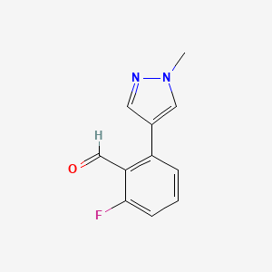 molecular formula C11H9FN2O B2366595 2-Fluoro-6-(1-methyl-1H-pyrazol-4-yl)benzaldehyde CAS No. 1935464-76-8
