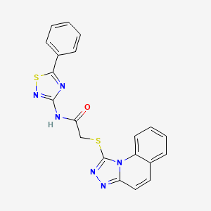 molecular formula C20H14N6OS2 B2366601 N-(5-phenyl-1,2,4-thiadiazol-3-yl)-2-{[1,2,4]triazolo[4,3-a]quinolin-1-ylsulfanyl}acetamide CAS No. 671199-15-8