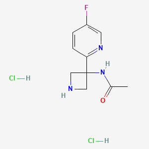 molecular formula C10H14Cl2FN3O B2366604 N-[3-(5-Fluoropyridin-2-yl)azetidin-3-yl]acetamide;dihydrochloride CAS No. 2375271-48-8