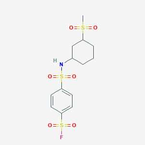 molecular formula C13H18FNO6S3 B2366610 4-[(3-Methylsulfonylcyclohexyl)sulfamoyl]benzenesulfonyl fluoride CAS No. 2305503-27-7