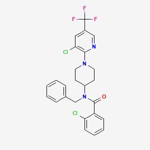 molecular formula C25H22Cl2F3N3O B2366614 N-苄基-2-氯-N-{1-[3-氯-5-(三氟甲基)-2-吡啶基]-4-哌啶基}苯甲酰胺 CAS No. 2062066-93-5