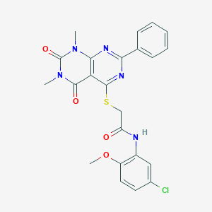 molecular formula C23H20ClN5O4S B2366616 N-(5-chloro-2-methoxyphenyl)-2-((6,8-dimethyl-5,7-dioxo-2-phenyl-5,6,7,8-tetrahydropyrimido[4,5-d]pyrimidin-4-yl)thio)acetamide CAS No. 896677-60-4