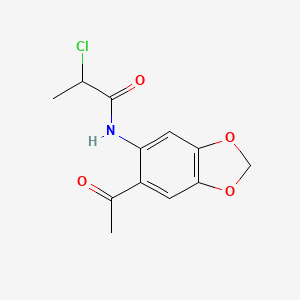 molecular formula C12H12ClNO4 B2366628 N-(6-acetyl-2H-1,3-benzodioxol-5-yl)-2-chloropropanamide CAS No. 1024126-61-1