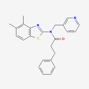 molecular formula C24H23N3OS B2366629 N-(4,5-dimethylbenzo[d]thiazol-2-yl)-3-phenyl-N-(pyridin-3-ylmethyl)propanamide CAS No. 895418-41-4