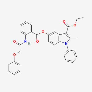 molecular formula C33H28N2O6 B2366652 ethyl 2-methyl-5-[2-(2-phenoxyacetamido)benzoyloxy]-1-phenyl-1H-indole-3-carboxylate CAS No. 392319-58-3