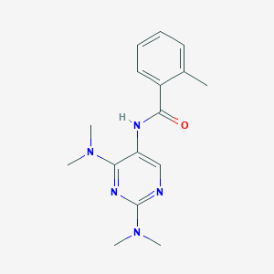 molecular formula C16H21N5O B2366659 N-[2,4-Bis(dimethylamino)pyrimidin-5-YL]-2-methylbenzamide CAS No. 1448079-46-6
