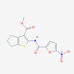 molecular formula C14H12N2O6S B2366666 methyl 2-(5-nitrofuran-2-carboxamido)-5,6-dihydro-4H-cyclopenta[b]thiophene-3-carboxylate CAS No. 477579-02-5