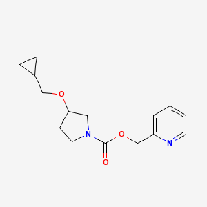 molecular formula C15H20N2O3 B2366668 吡啶-2-基甲基 3-(环丙基甲氧基)吡咯烷-1-羧酸盐 CAS No. 2034308-06-8