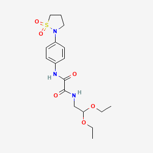 molecular formula C17H25N3O6S B2366671 N-(2,2-diethoxyethyl)-N'-[4-(1,1-dioxo-1lambda6,2-thiazolidin-2-yl)phenyl]ethanediamide CAS No. 1105246-18-1