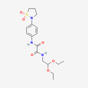 molecular formula C17H25N3O6S B2366671 N1-(2,2-diethoxyethyl)-N2-(4-(1,1-dioxidoisothiazolidin-2-yl)phenyl)oxalamide CAS No. 1105246-18-1