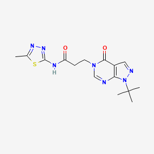 molecular formula C15H19N7O2S B2366672 3-(1-(tert-butyl)-4-oxo-1H-pyrazolo[3,4-d]pyrimidin-5(4H)-yl)-N-(5-methyl-1,3,4-thiadiazol-2-yl)propanamide CAS No. 946312-21-6