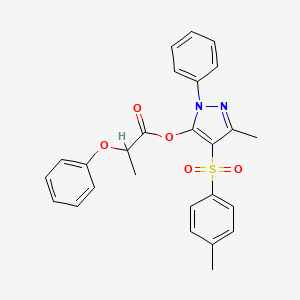 molecular formula C26H24N2O5S B2366675 3-methyl-1-phenyl-4-tosyl-1H-pyrazol-5-yl 2-phenoxypropanoate CAS No. 851093-02-2
