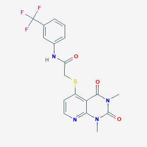 molecular formula C18H15F3N4O3S B2366681 2-((1,3-dimethyl-2,4-dioxo-1,2,3,4-tetrahydropyrido[2,3-d]pyrimidin-5-yl)thio)-N-(3-(trifluoromethyl)phenyl)acetamide CAS No. 899941-41-4