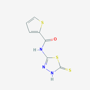 molecular formula C7H5N3OS3 B2366684 {N}-(5-mercapto-1,3,4-thiadiazol-2-yl)thiophene-2-carboxamide CAS No. 722483-40-1